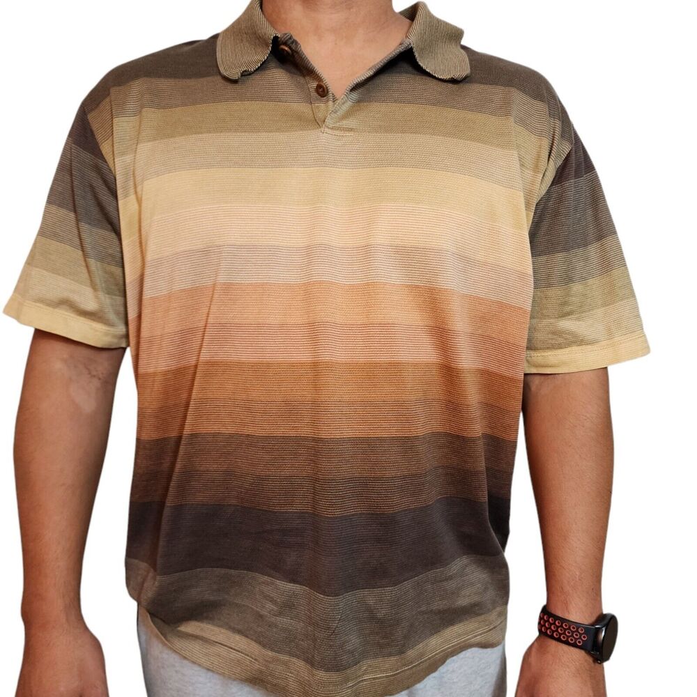 Dalmine Uomo Italy Striped collared Size M short sleeve polo Casual Large